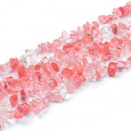 Chips stone beads ± 5x8mm Dyed Cherry Quartz - Transparent azalea pink